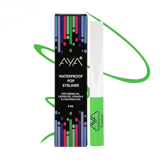 AYA Waterproof Eyeliner 5 ml, Neon Green, Eye-catching Green Eyeliner, Easy Application, Matte Finish, Waterproof, Long Lasting, Smudge Proof eyeliner For Eye Makeup